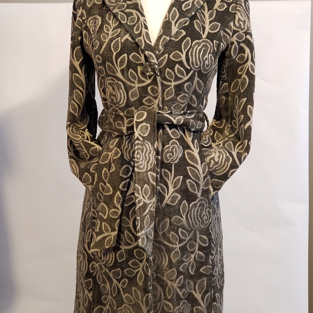 Two tone floral print pea coat size S
